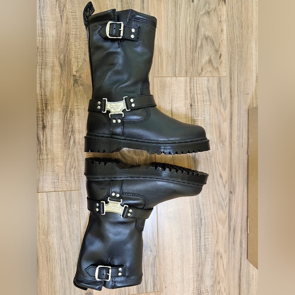 Dr. Martens ANISTONE HI LEATHER BIKER BOOTS - Picture 8 of 12